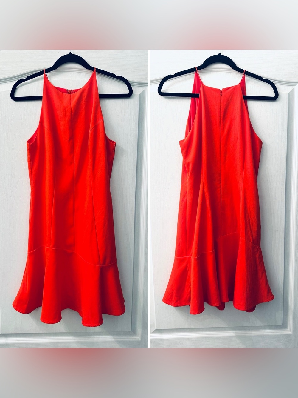 Red Saks Fifth Avenue Sleek Red Sleeveless Mini Dress with Flirty Hem S